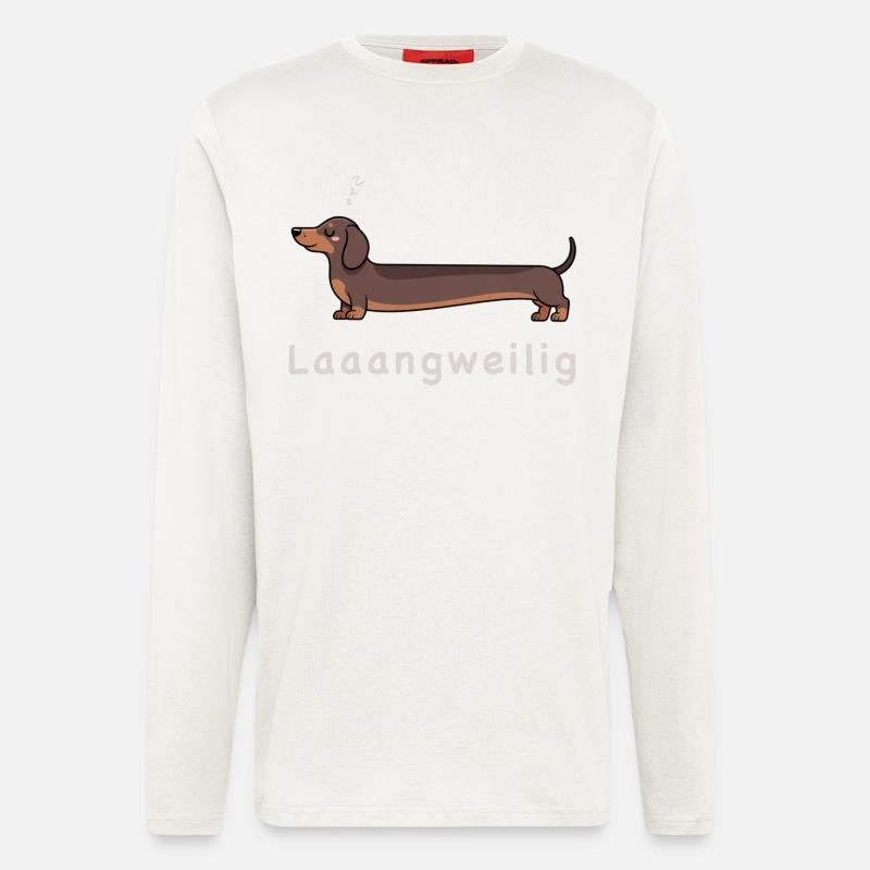 Humour de chien teckel looong - Manches longues bio décontracté fabriqué en UE - OFF WHITE