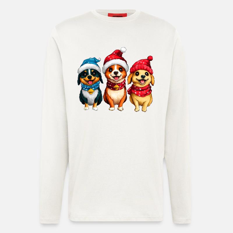 Weihnachtsmann Hund - Langarmshirt - made by SPREAD  - OFF WHITE