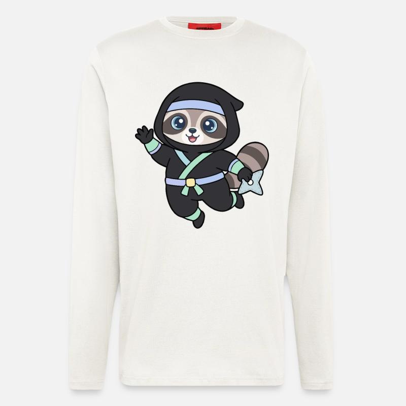 Ninja Waschbär im Ninja-Outfit - Langarmshirt - made by SPREAD - OFF WHITE