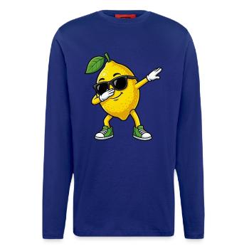 Dessin animé Dun Citron dans la pose Dab - Manches longues bio décontracté fabriqué en UE - OFF WHITE - Devant
