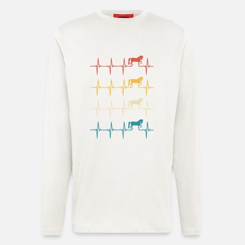 Retro Pferd Herzschlagpferd - Langarmshirt - made by SPREAD  - OFF WHITE