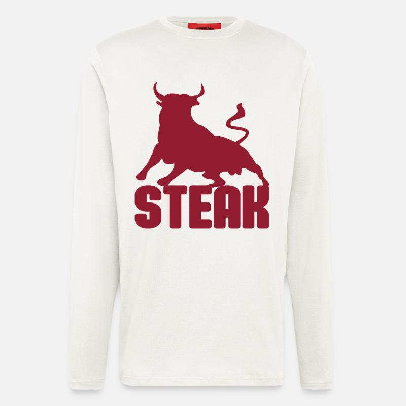 Stier Steak Silhouette in Rot - Langarmshirt - made by SPREAD  - OFF WHITE