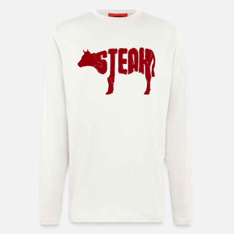 Rotes Steak Rind Silhouette - Langarmshirt - made by SPREAD - OFF WHITE