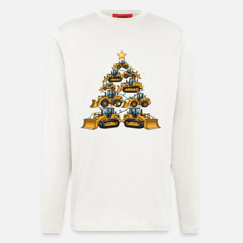Lustiger Bulldozer Weihnachtsbaum Geschenk  - Langarmshirt - made by SPREAD  - OFF WHITE