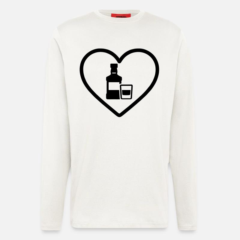 Herz-Whiskeyflasche und Glas - Langarmshirt - made by SPREAD  - OFF WHITE