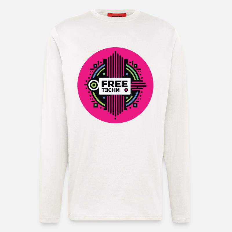 FREE TECHNO #2 – lass uns reden. - Langarmshirt - made by SPREAD  - OFF WHITE