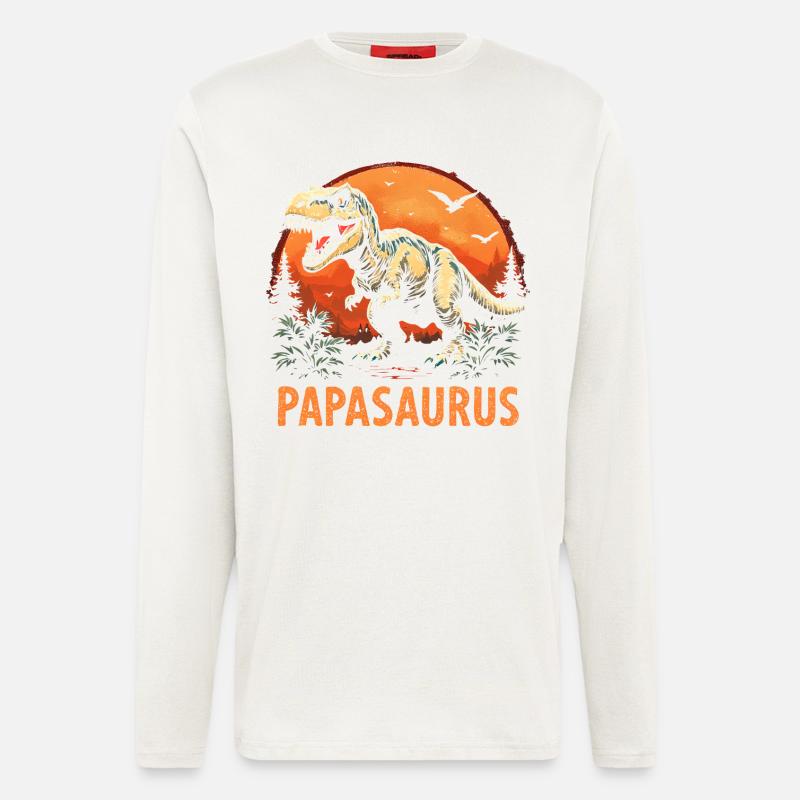 Papasaurus Bester Papa starker Vater Geschenk - Langarmshirt - made by SPREAD - OFF WHITE