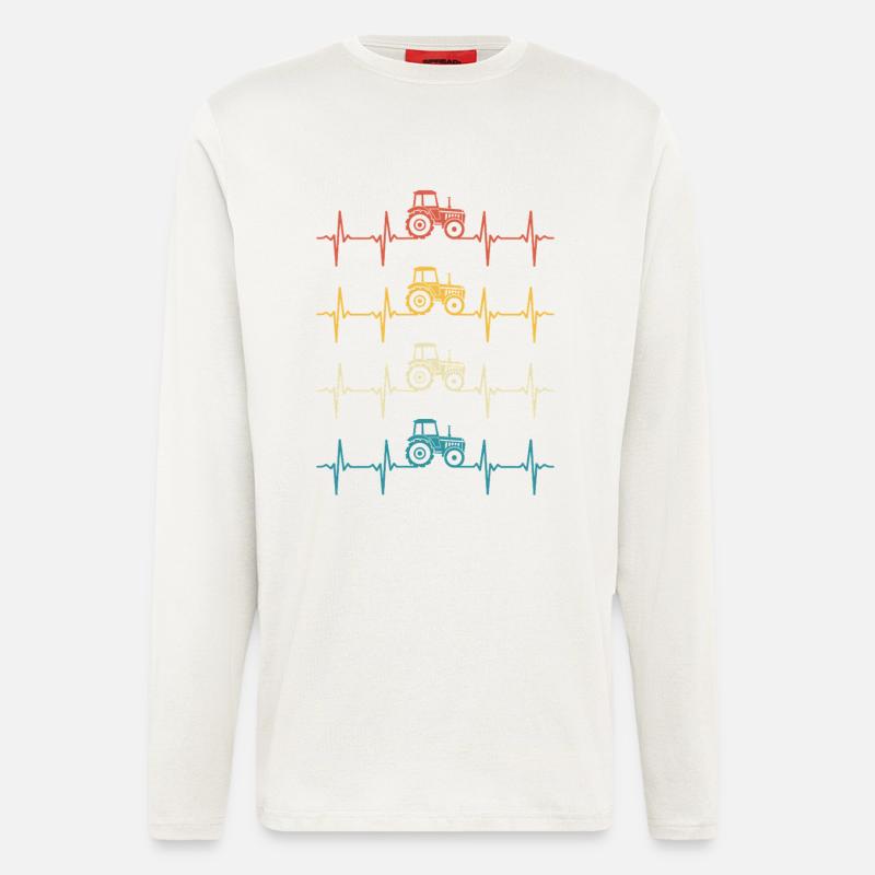 Retro Traktor Herzschlag-Bauer - Langarmshirt - made by SPREAD  - OFF WHITE