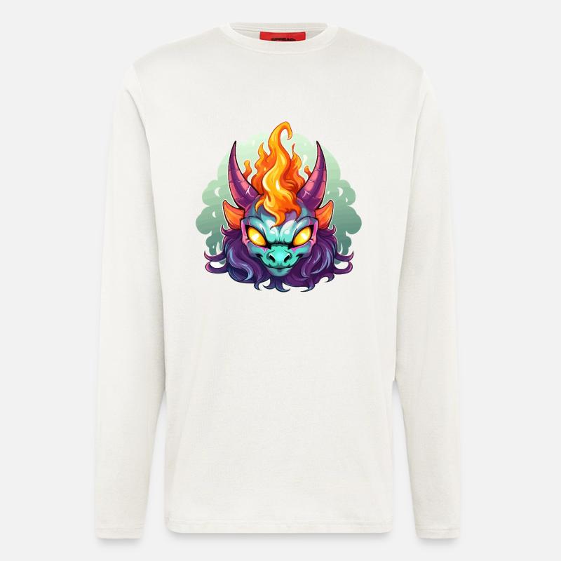 Flammenkopf Dämonengesicht - Langarmshirt - made by SPREAD  - OFF WHITE