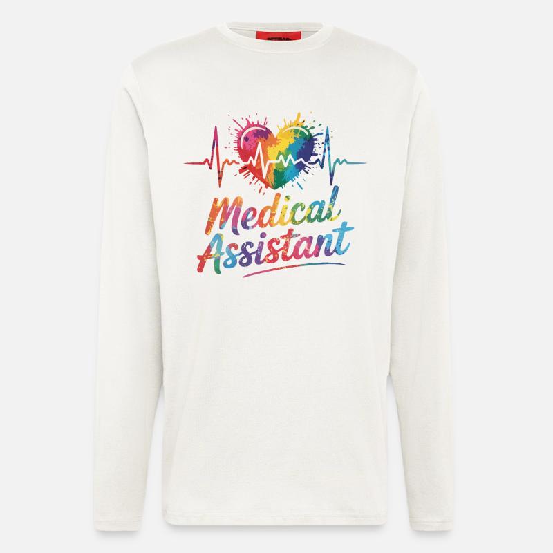 Regenbogen Medizinalassistent Herz - Langarmshirt - made by SPREAD  - OFF WHITE