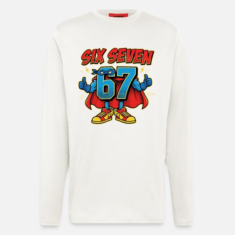 6-7 Meme 67 – Sechs Sieben Schulwitz - Langarmshirt - made by SPREAD  - OFF WHITE