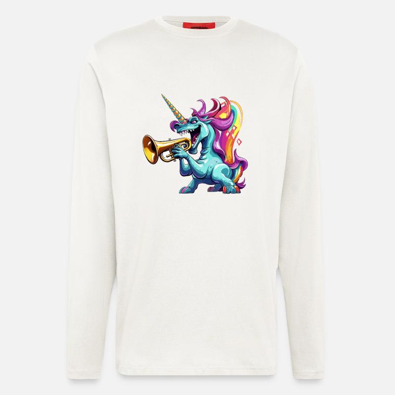 Buntes Einhorn Trompete - Langarmshirt - made by SPREAD  - OFF WHITE