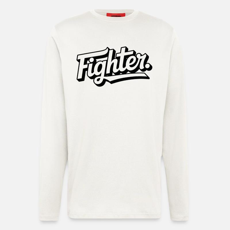fighter. Schriftzug Clean - Langarmshirt - made by SPREAD  - OFF WHITE