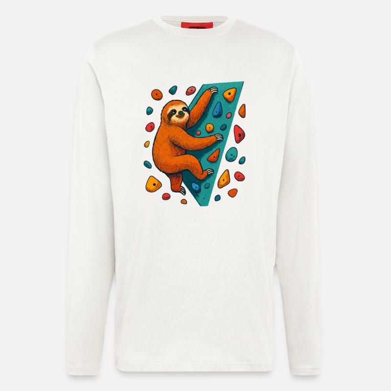 Bouldering Sloth Climbing Boulder Climber - Longsleeve - made by SPREAD  - OFF WHITE