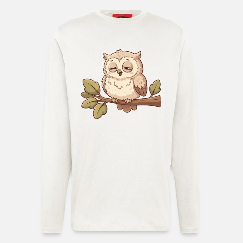 Schlafende Eule auf Ast - Langarmshirt - made by SPREAD  - OFF WHITE