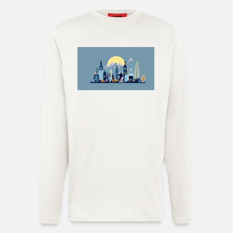 Sonnenstadt Skyline Illustration - Langarmshirt - made by SPREAD  - OFF WHITE