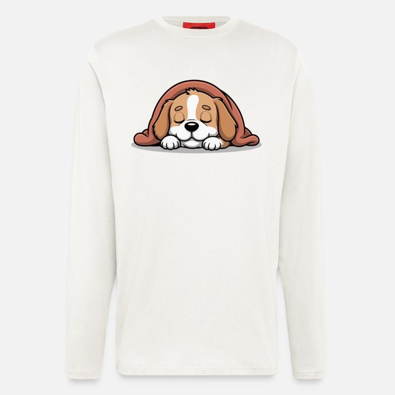 Schlafender Beagle unter Decke - Langarmshirt - made by SPREAD  - OFF WHITE