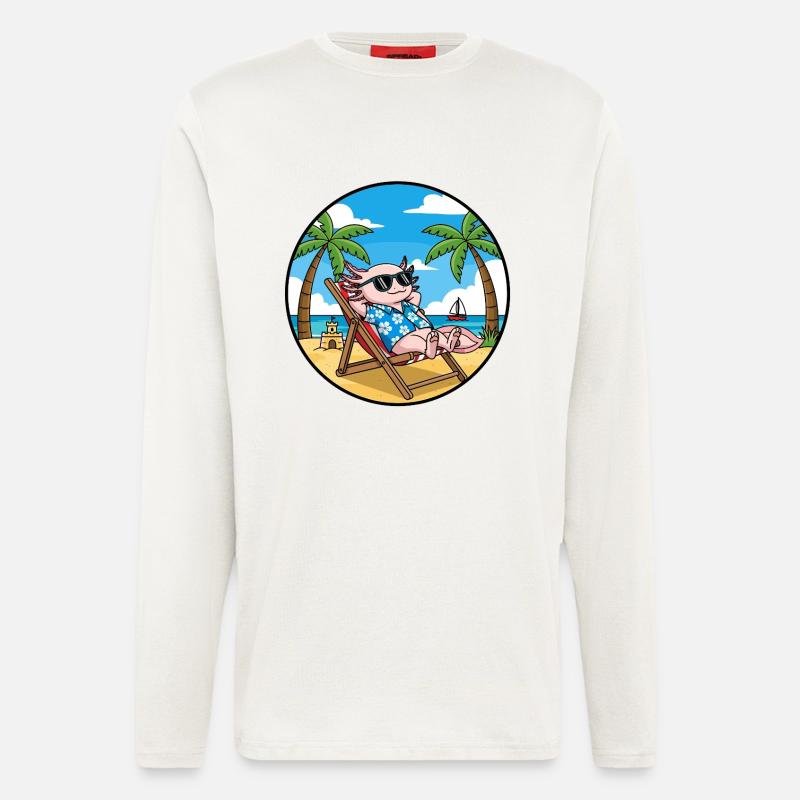 Cool Axolotl Beach Vacation Summer Vibes - Longsleeve - made by SPREAD  - OFF WHITE