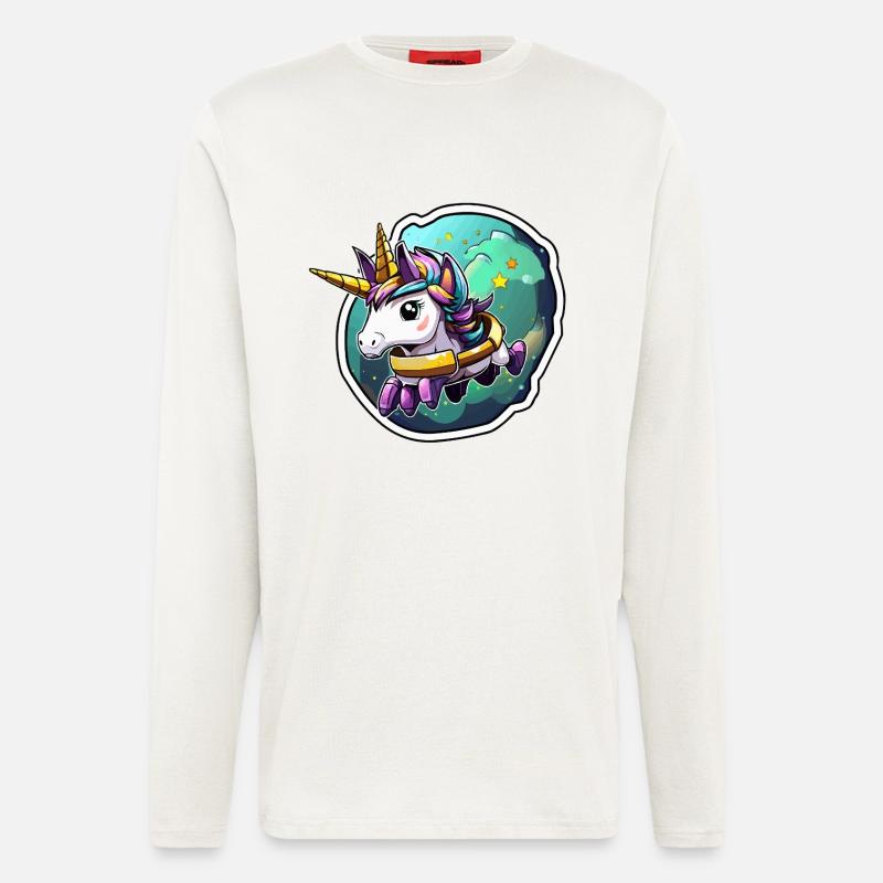 Weltraum-Einhorn Sternenrüstung - Langarmshirt - made by SPREAD  - OFF WHITE