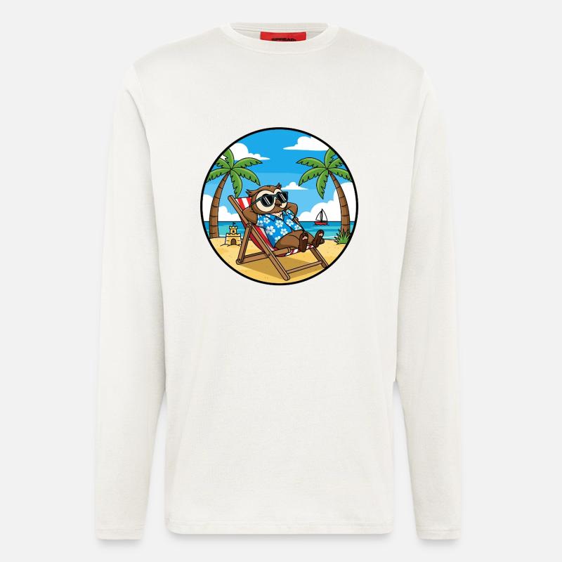 Coole Eulenstrandurlaub-Sommervibes - Langarmshirt - made by SPREAD  - OFF WHITE