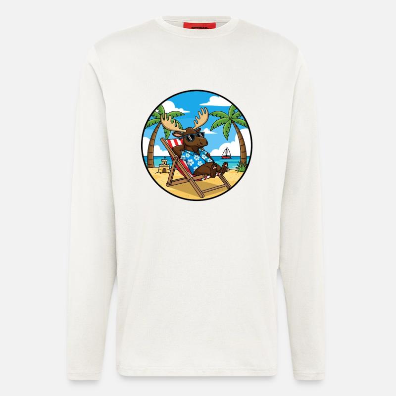 Coole Moose Beach Vacation Summer Vibes - Langarmshirt - made by SPREAD  - OFF WHITE