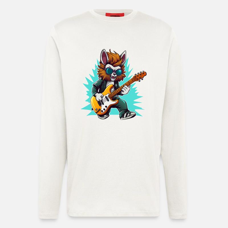 Gitarrowl Rockwolf with sunglasses - Longsleeve - made by SPREAD  - OFF WHITE