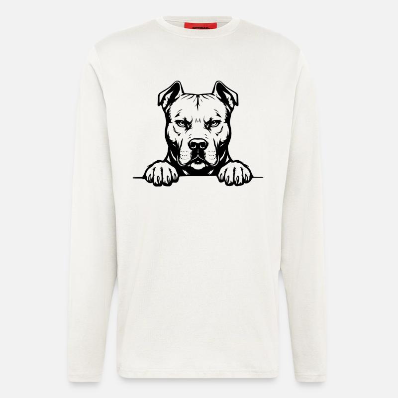 Pitbull Head with Paws - Longsleeve - made by SPREAD  - OFF WHITE