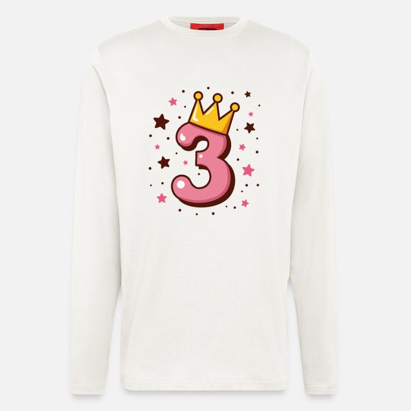3rd Birthday Little Princess with Crown - Longsleeve - made by SPREAD  - OFF WHITE