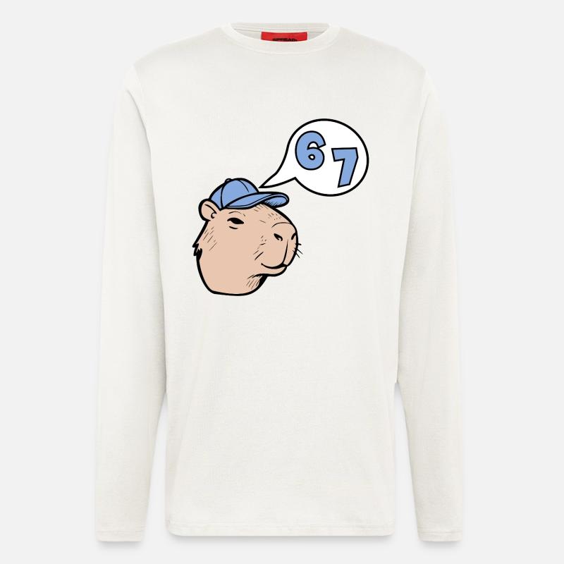 Capybara Six Seven – Antwort 67 - Langarmshirt - made by SPREAD  - OFF WHITE