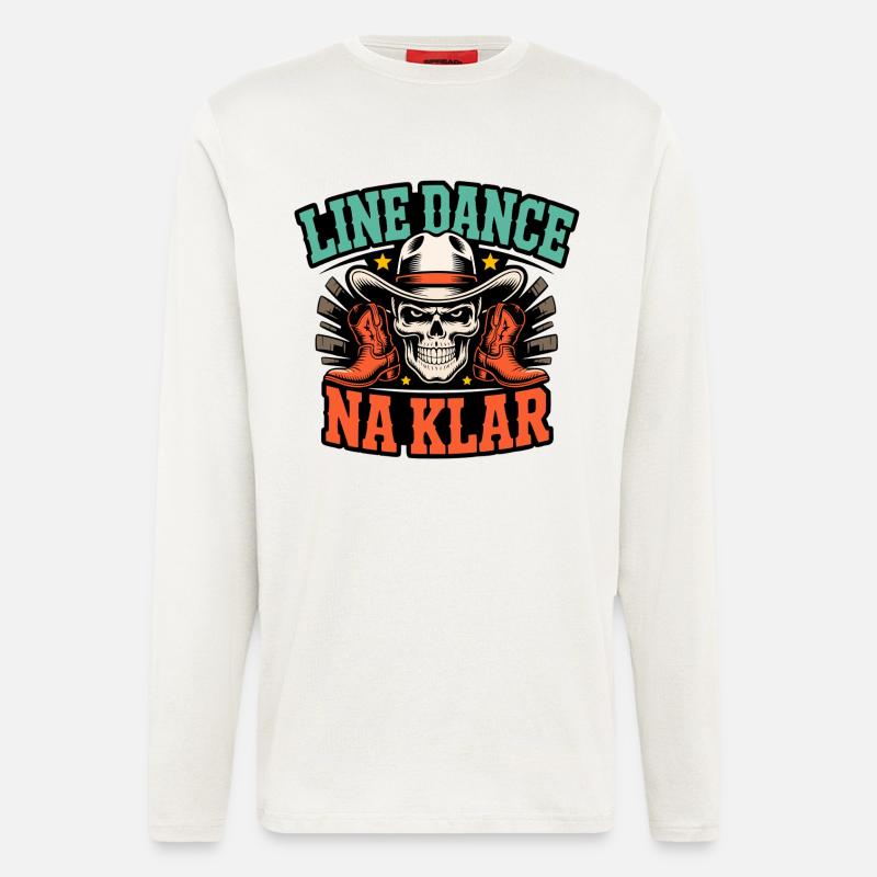 Line Dance Na Klar Skull Cowboy - Langarmshirt - made by SPREAD - OFF WHITE