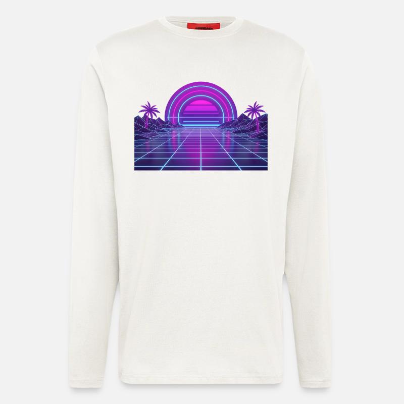 Neon Retro Sunset Grid 90s - Longsleeve - made by SPREAD  - OFF WHITE