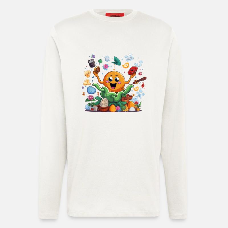 Fröhliche Orange im Kräutergarten - Langarmshirt - made by SPREAD  - OFF WHITE