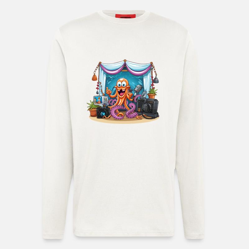 Oktopus Influencer auf Bühne - Langarmshirt - made by SPREAD  - OFF WHITE