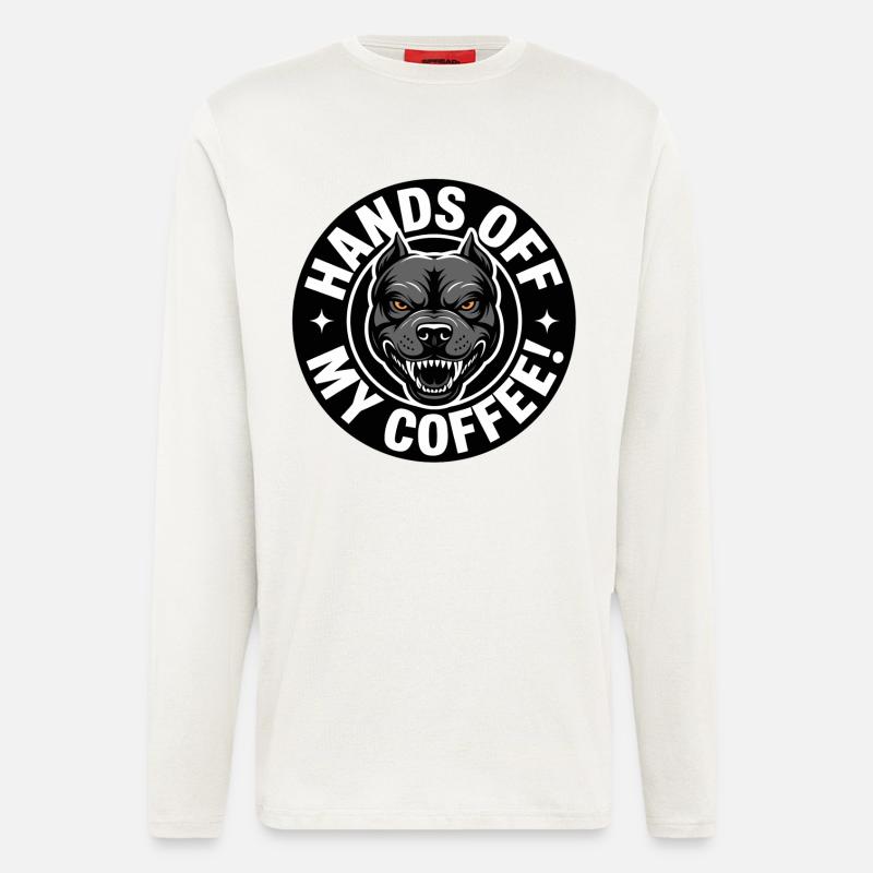 Lustiges Kaffee-Shirt mit wütendem Hund - Langarmshirt - made by SPREAD  - OFF WHITE