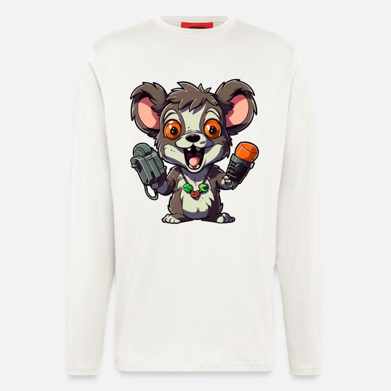 Chibi Ratten-Mikrofon-Combo - Langarmshirt - made by SPREAD  - OFF WHITE