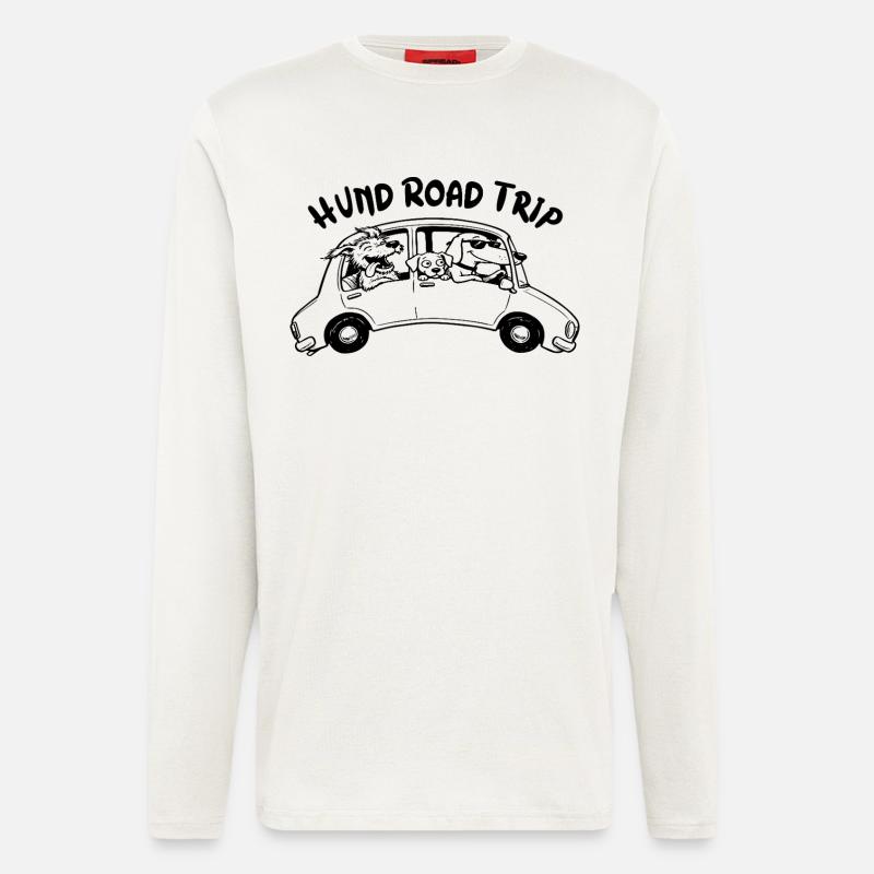 Hunde-Roadtrip-Humor Reise-Auto-Geschenkidee - Langarmshirt - made by SPREAD  - OFF WHITE