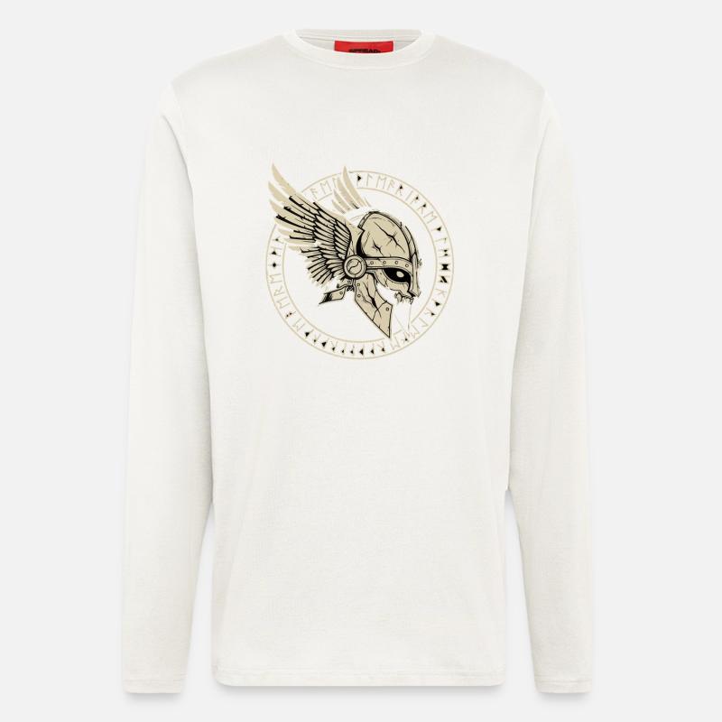 Wikinger Helm Runen Krieger - Langarmshirt - made by SPREAD  - OFF WHITE