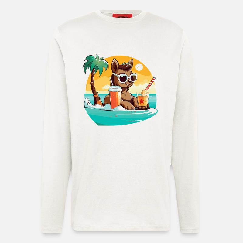 Lama am Strand im Sonnenlicht - Langarmshirt - made by SPREAD - OFF WHITE