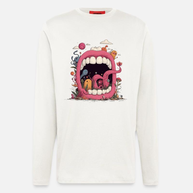 Pink Mouth World with Creatures - Longsleeve - made by SPREAD  - OFF WHITE