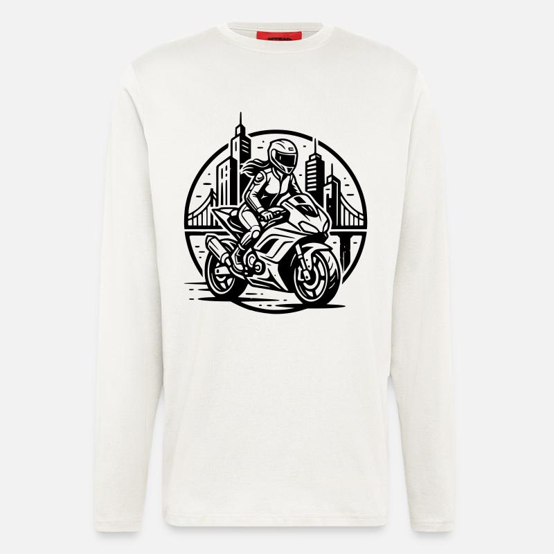 Biker, der auf ein Abenteuer geht - Langarmshirt - made by SPREAD - OFF WHITE