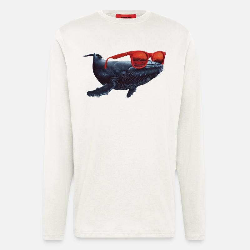 Whale with sunglasses - Longsleeve - made by SPREAD  - OFF WHITE
