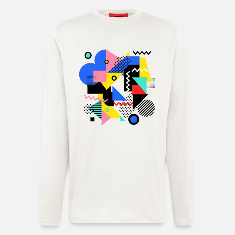 Geometrische Farbexplosion Pop Art - Langarmshirt - made by SPREAD - OFF WHITE
