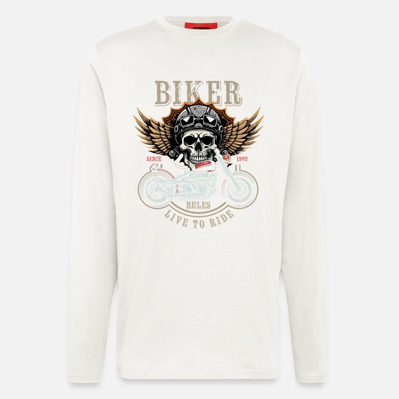 Biker Rules - Since 1993 - Live to Ride - Longsleeve - made by SPREAD - OFF WHITE