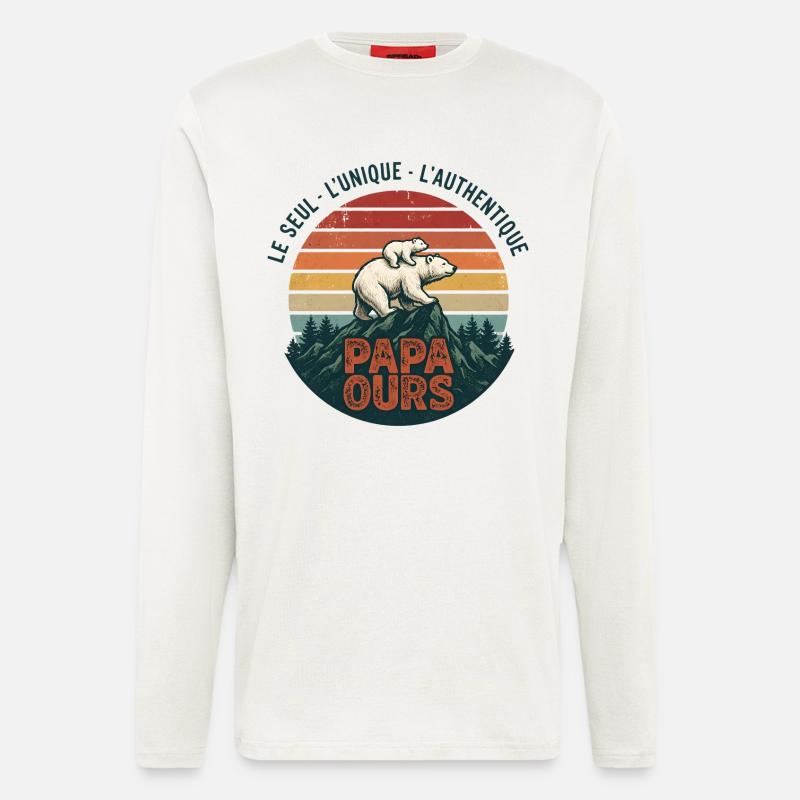 Papa Bear Mountain Retro-Sonne - Langarmshirt - made by SPREAD  - OFF WHITE