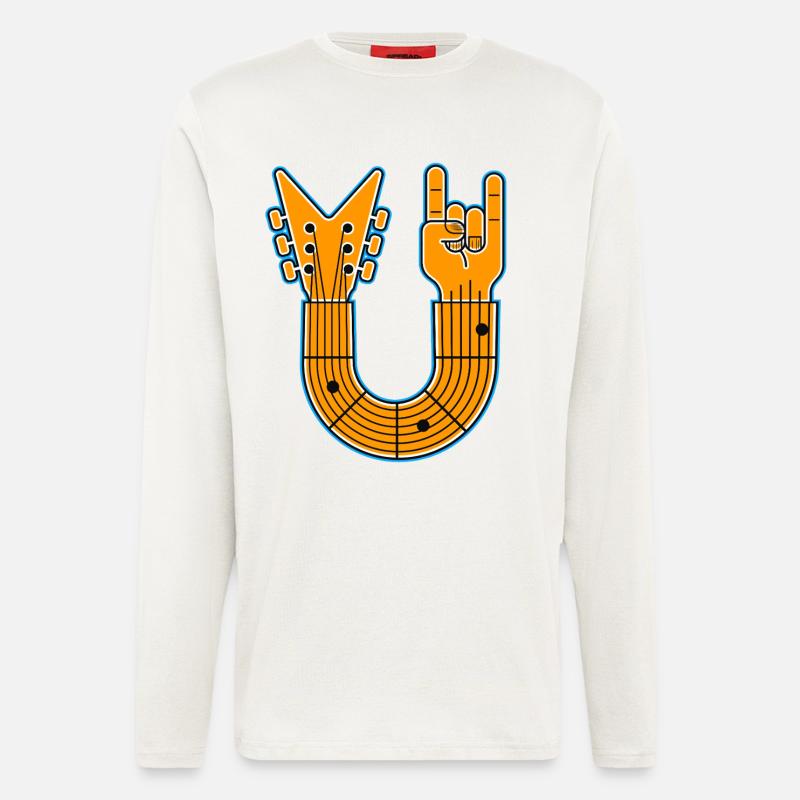 U-Shape Guitar & Rock Hand - Langarmshirt - made by SPREAD  - OFF WHITE