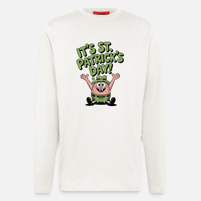 Grüner Sternfisch St Patrick Design - Langarmshirt - made by SPREAD  - OFF WHITE