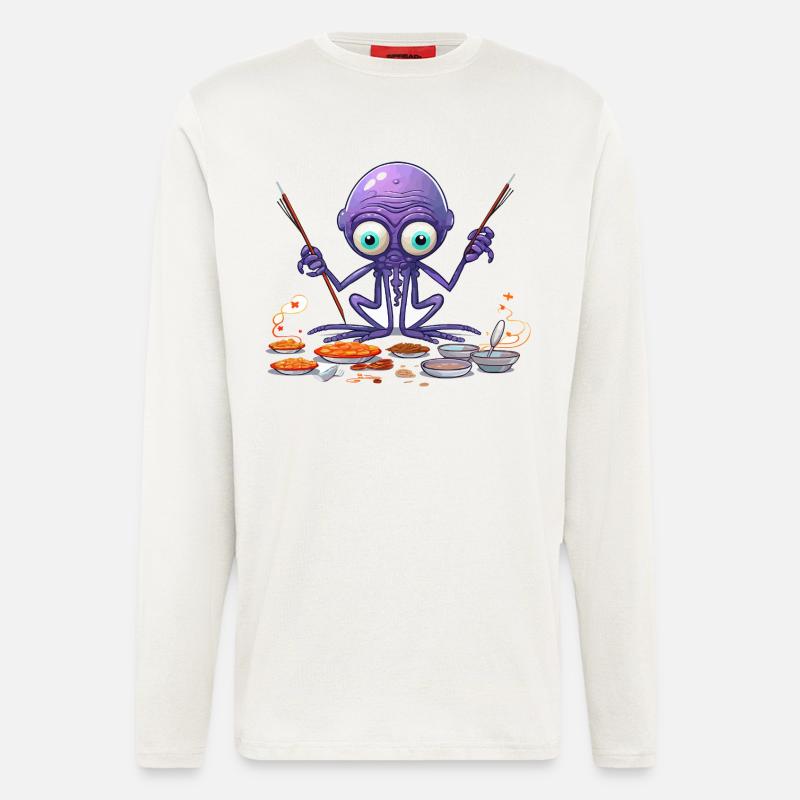 Der Algen-Octopus Küchenchef - Langarmshirt - made by SPREAD  - OFF WHITE