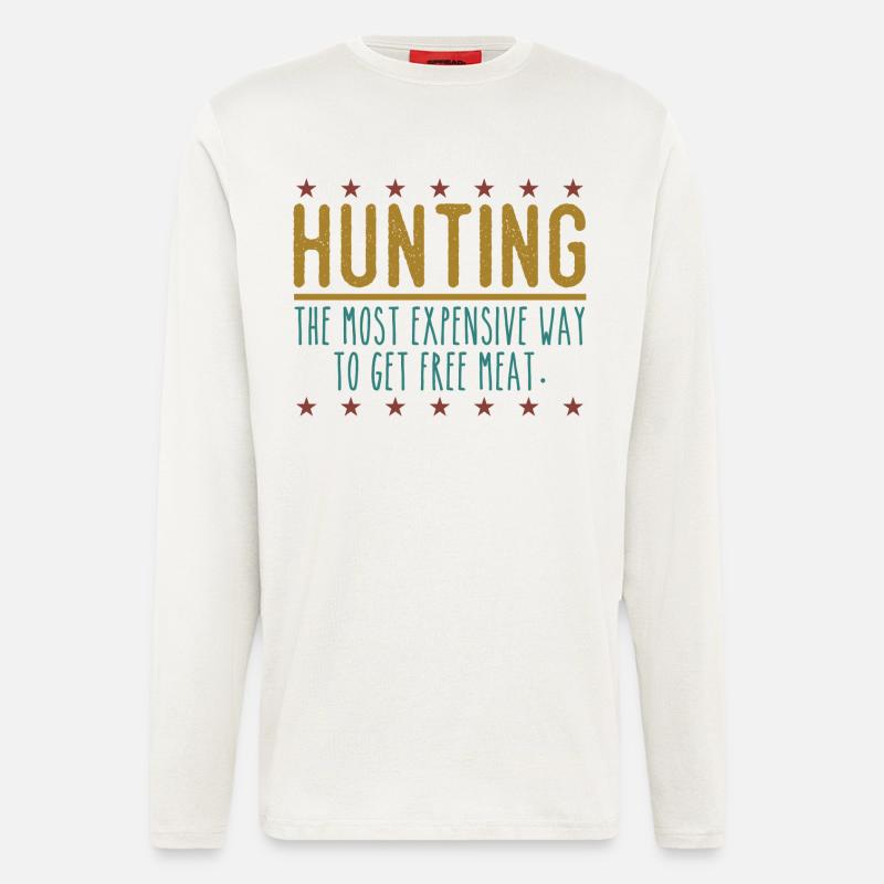 Jäger Lustiger Spruch – Gratis Fleisch Design - Langarmshirt - made by SPREAD  - OFF WHITE