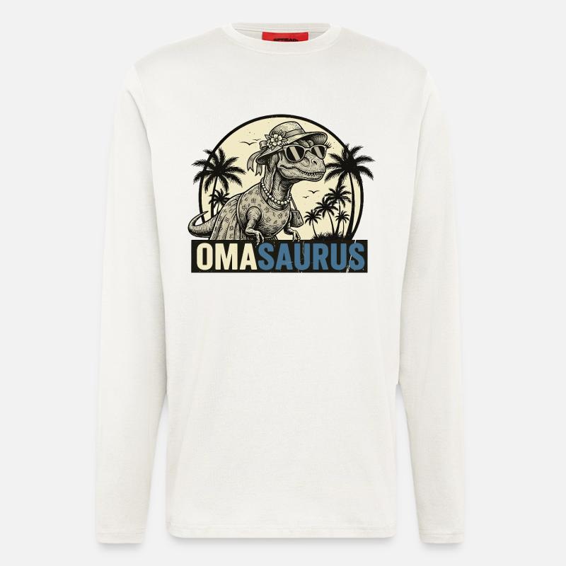 Omasaurus Rex – Lustiges Oma Dinosaurier Geschenk - Langarmshirt - made by SPREAD  - OFF WHITE