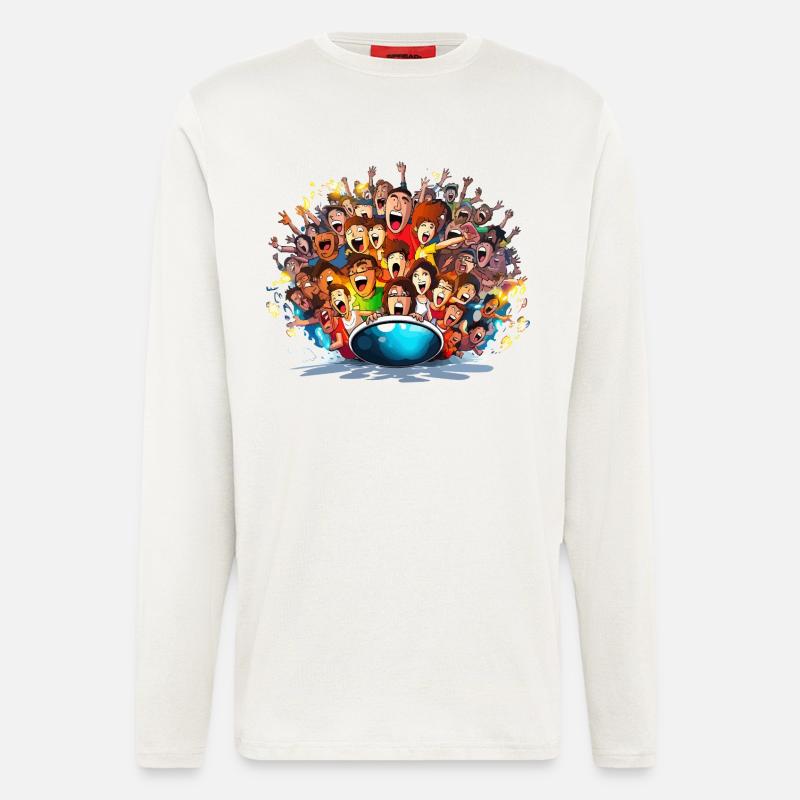 Jubelnde Massen auf Boot - Langarmshirt - made by SPREAD  - OFF WHITE